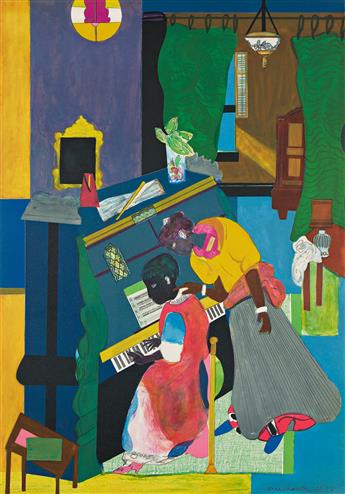 ROMARE BEARDEN (1911 - 1988) Homage to Mary Lou (The Piano Lesson).                                                                              